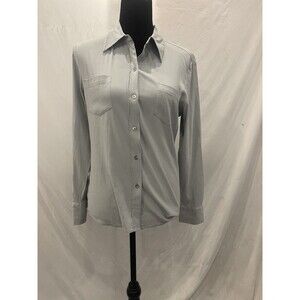 Vintage Silk Shirt 9/10 Button Up Down Blouse Top Express Silver Classic